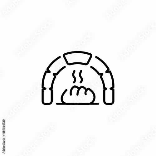 bread in oven icon sign vector