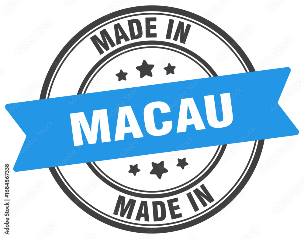 Fototapeta premium Made in Macau round sign. Made in Macau stamp.