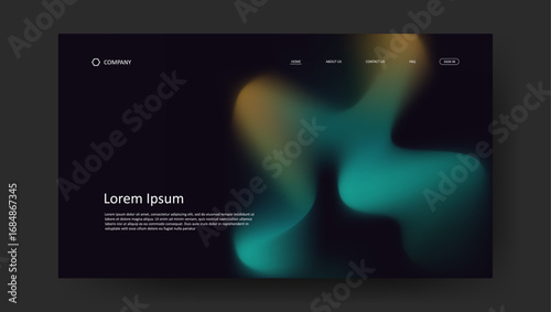 Abstract wave futuristic design of landing page. retro gradient mesh website design