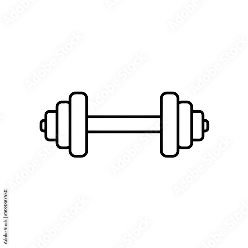 Simple outline icon of a dumbbell representing fitness and weightlifting