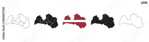 Latvia map set.Map of Latvia with flag.  Vector EPS 10