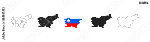 Slovenia map set.Map of Slovenia with flag.  Vector EPS 10