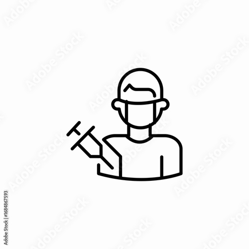 male patient vaccination icon sign vector