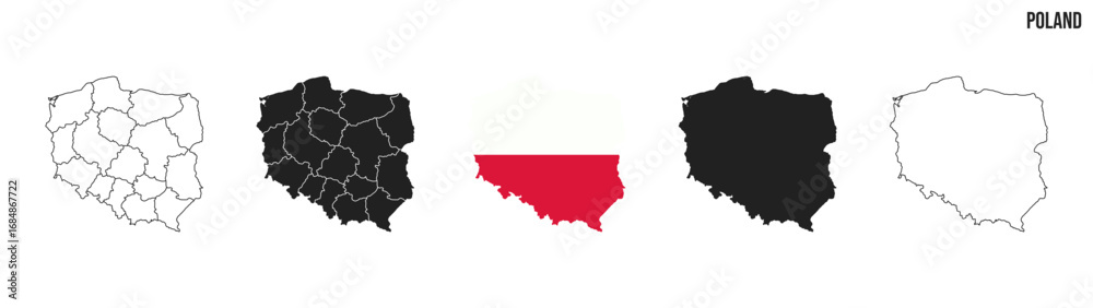 Fototapeta premium Poland map set. Map of Poland with flag. Vector EPS 10