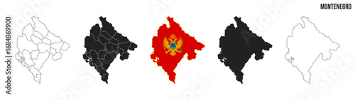 Montenegro map set. Map of Montenegro with flag.  Vector EPS 10
