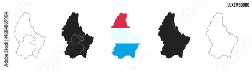 Luxembourg map set. Map of Luxembourg with flag.  Vector EPS 10