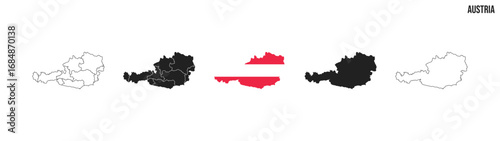 Austria map set. Map of Austria with flag.  Vector EPS 10
