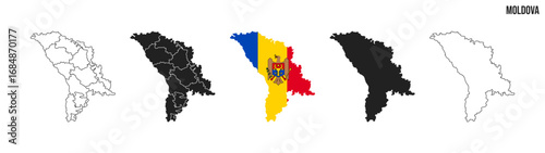 Moldova map set. Map of Moldova with flag.  Vector EPS 10