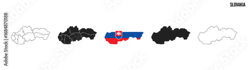 Slovakia map set. Map of Slovakia with flag.  Vector EPS 10