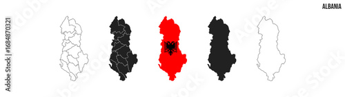 Albania map set. Map of Albania with flag.  Vector EPS 10