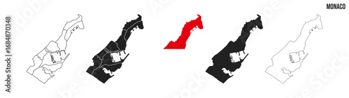 Monaco map set. Map of Monaco with flag.  Vector EPS 10