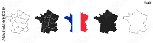 France map set. Map of France with flag.  Vector EPS 10