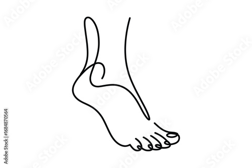 A continuous line art vector illustration of a human foot and ankle, perfect for medical, wellness, or podiatry-related designs.