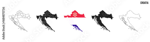 Croatia map set. Map of Croatia with flag.  Vector EPS 10