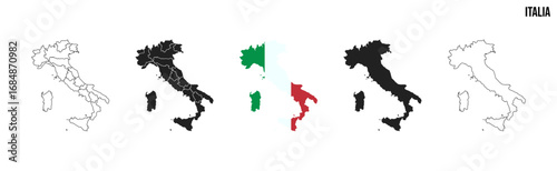 Italy map set. Map of Italy with flag.  Vector EPS 10