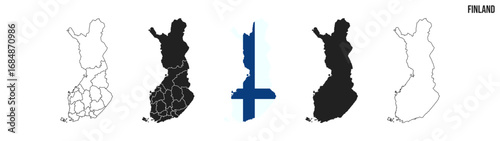 Finland map set. Map of Finland with flag.  Vector EPS 10