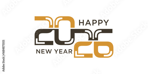 Happy new year 2026 design text vector illustration. New year celebration concept