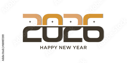 Happy new year 2026 design text vector illustration. New year celebration concept