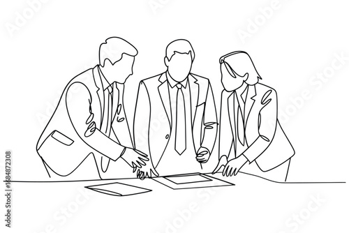 business people meeting, black line art clip art preview