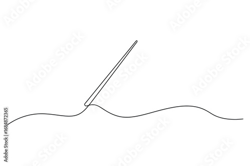 Continuous One-Line Vector Drawing of a Sewing Needle for Craft and Hobby. Editable Stroke.