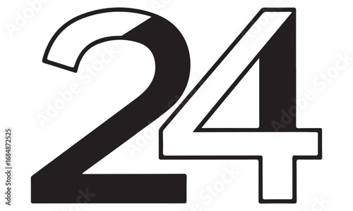 Stylized Black and White Number Twenty-Four Graphic Design