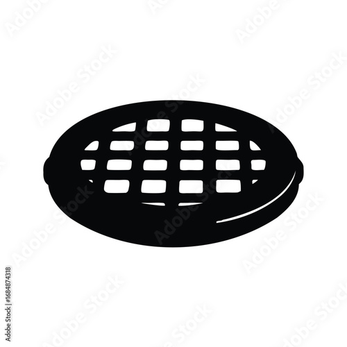 Black And White Artistic Rendering of A Lattice Lemon Fruit Design, manhole cover silhouette vector illustration