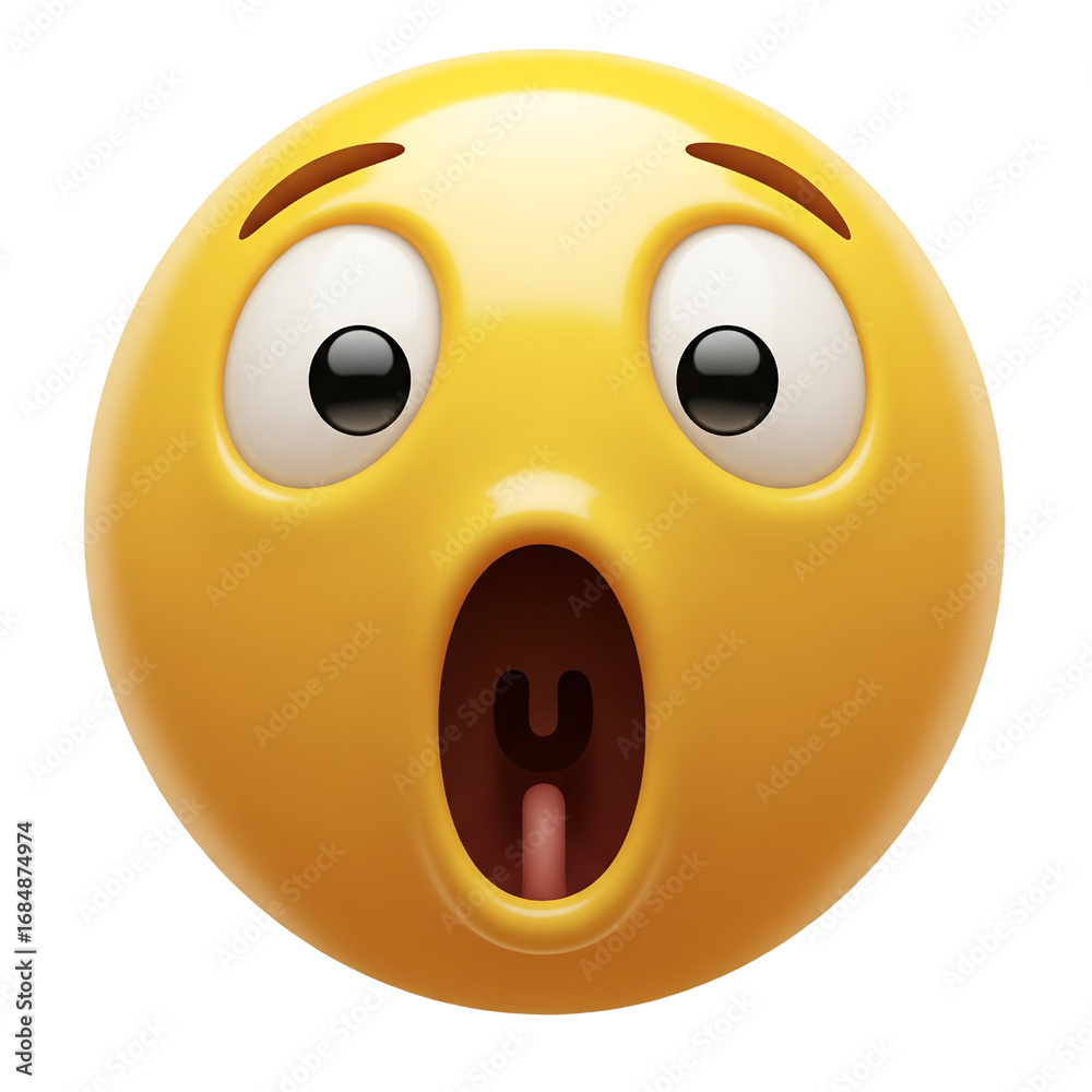 Fototapeta premium Shocked Emoji – Wide-Eyed Yellow Face with Open Mouth