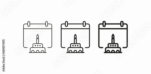 birthday cake calendar icon sign vector