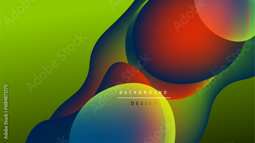 Abstract colorful shapes blend. Vibrant gradients create dynamic background. Modern design elements suggest fluidity, energy.