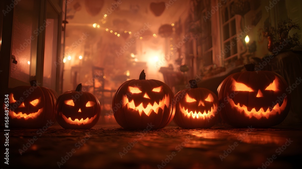 Fototapeta premium halloween pumpkin on a dark background