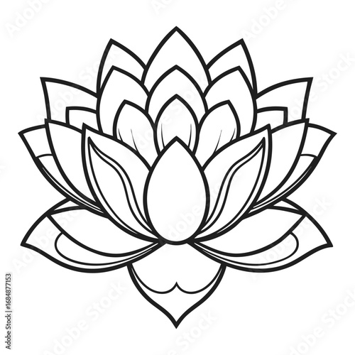 Elegant outline of a blooming lotus flower symbolizing purity serenity and enlightenment for meditation and yoga vector