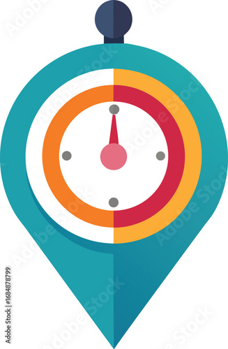 Flat design location pin icon with a compass inside