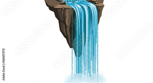 Captivating waterfall cascading with digital binary code streams creating a stunning tech nature fusion