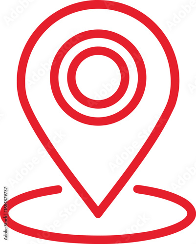 Red outline location pin icon