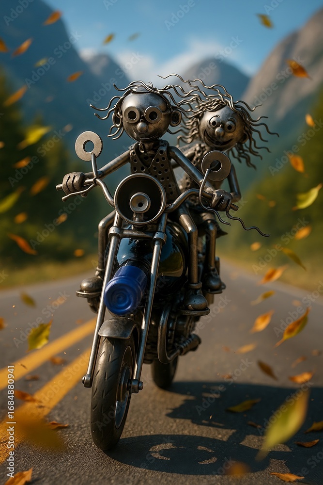 Naklejka premium motorcycle on the road