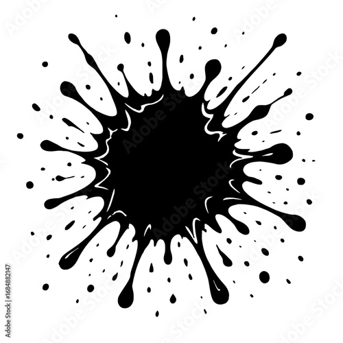 Black Vector of an Abstract Ink or Paint Splash. A Dynamic and Creative Design Element for a Grunge or Urban Look.