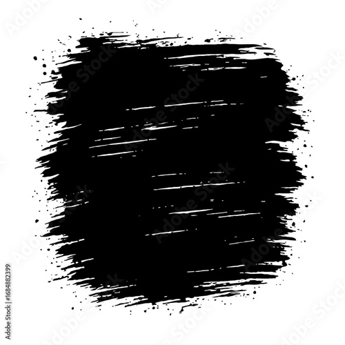 Black Vector of a Textured Abstract Brush Stroke. A Paint Splat or Grunge Design Element.
