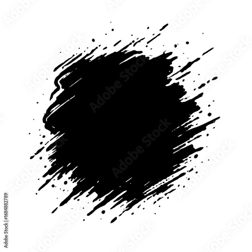 Black Vector of an Abstract Ink or Paint Splash with a Grunge Effect. A Creative and Dynamic Design Element.