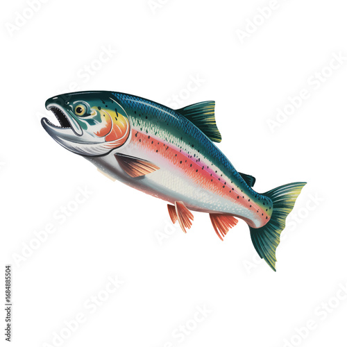 Rainbow trout swimming in clear water during a sunny day