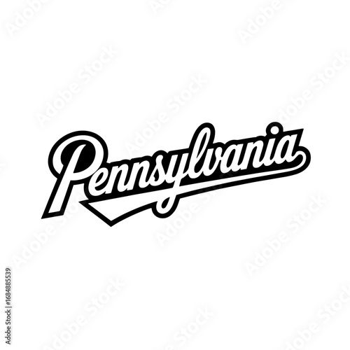 Pennsylvania design featuring bold lettering with a vintage style in black and white colors