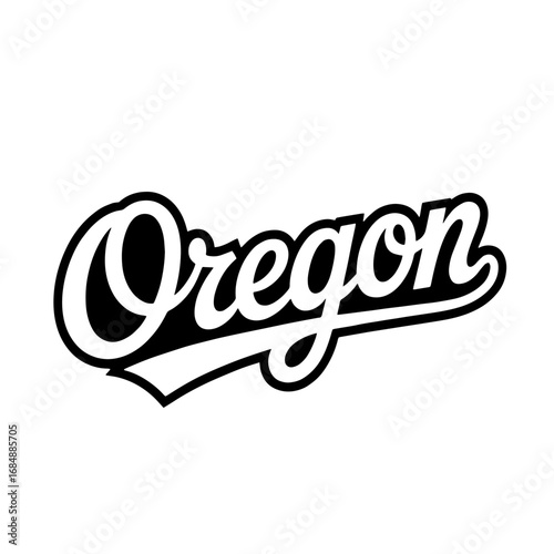 Artistic design featuring the word Oregon with stars and mountains in a creative style represented on a canvas