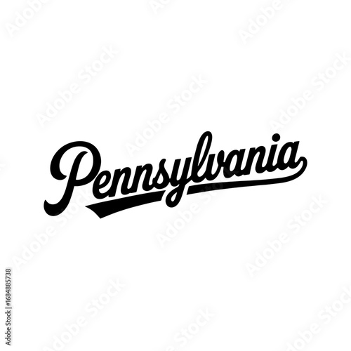 Pennsylvania design featuring bold lettering with a vintage style in black and white colors