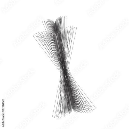 Silver wire whisk, a kitchen utensil, isolated on white background