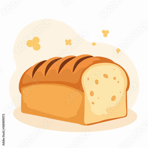 Sliced bread is displayed, with fresh loaf and golden crust on surface. Fresh loaf makes nutritious snack for whole family, providing comfort and warmth.