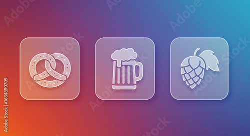 Set of Modern Glassmorphism Icons for Oktoberfest UI/UX Design.