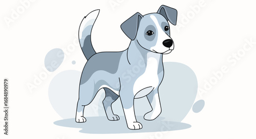 Adorable dog with light winter tones. Cute puppy in soft blue and white colors.  Charming dog image perfect for pet adoption sites and winter holiday cards.