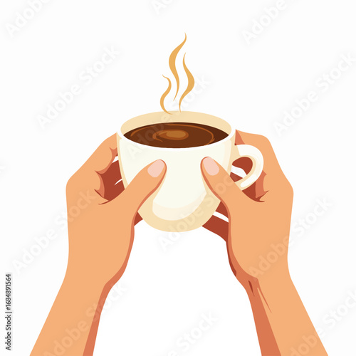 Cup held with two hands featuring steaming liquid, showcasing warmth, comfort, and personal care. Cup held with two hands is a simple gesture that speaks volumes.