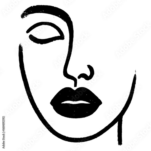 Minimalist Woman Face Line Art - Abstract Vector Illustration of a Female Portrait
