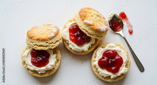 Wallpaper Mural Close-up shot of scones with cream and jam, a delicious afternoon treat. Torontodigital.ca