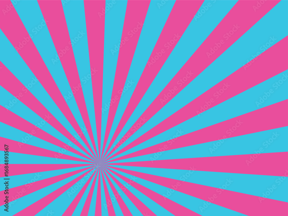 Fototapeta premium Retro Sunburst Pattern with Pink and Blue Rays.